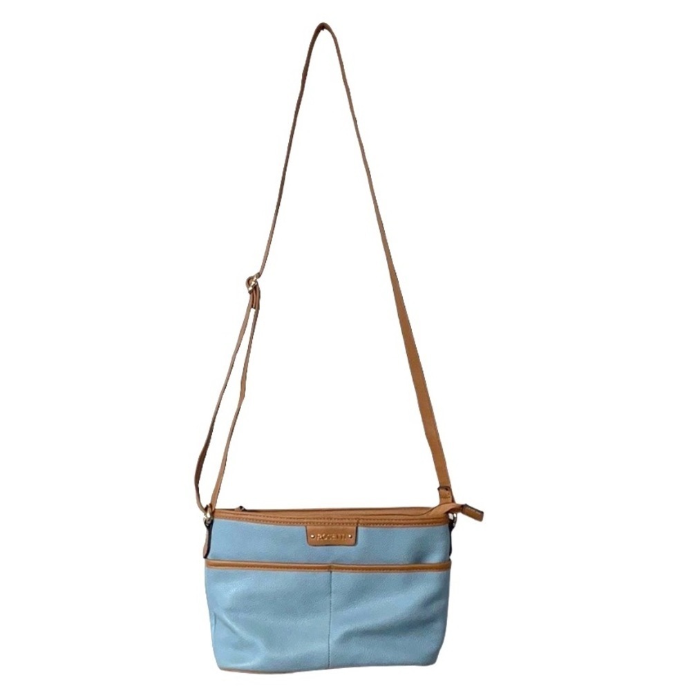Rosetti Vegan Faux Leather Crossbody Handbag Blue Tan Brown Long Small Classic